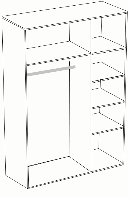 чертеж трехстворчатого шкафа